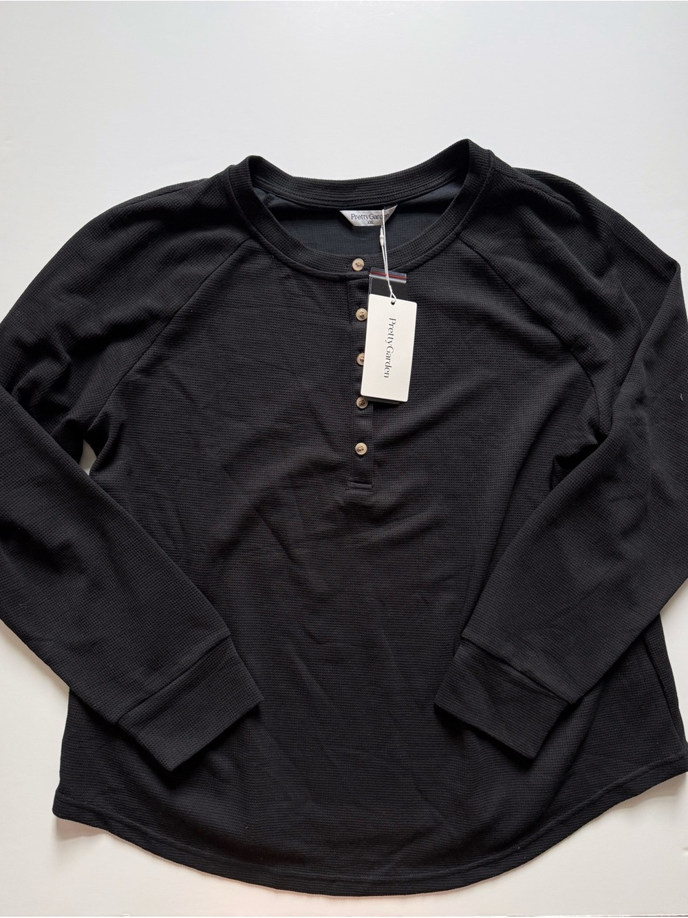 Pretty Garden Women’s Black Henley Thermal Top XXL NWT